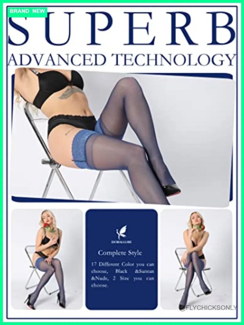 Thigh High Stockings Silicone Lace Top Stay Up Silky Semi Sheer Pantyhose Hold